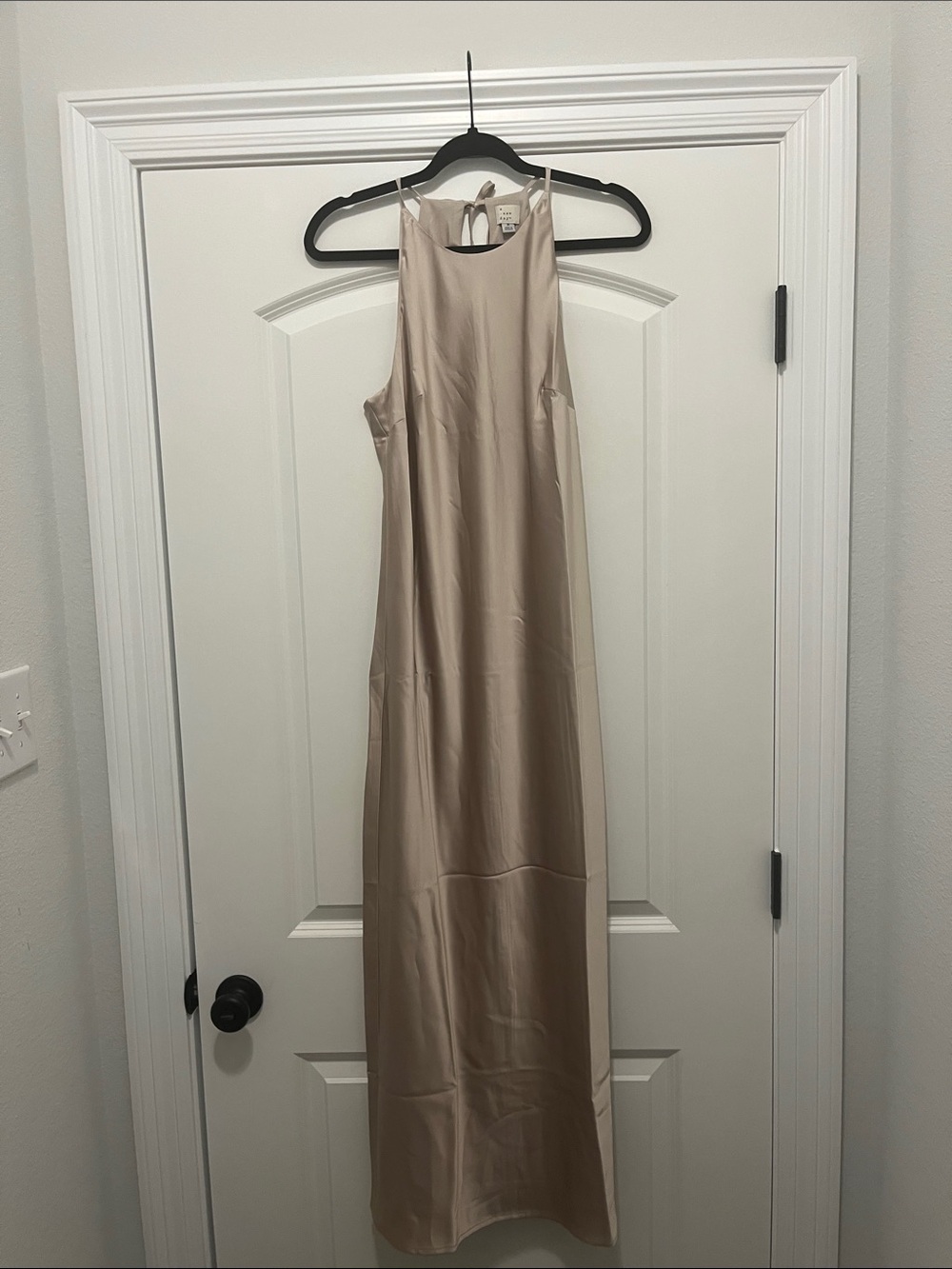 a new day Champagne Satin Halter Maxi Dress